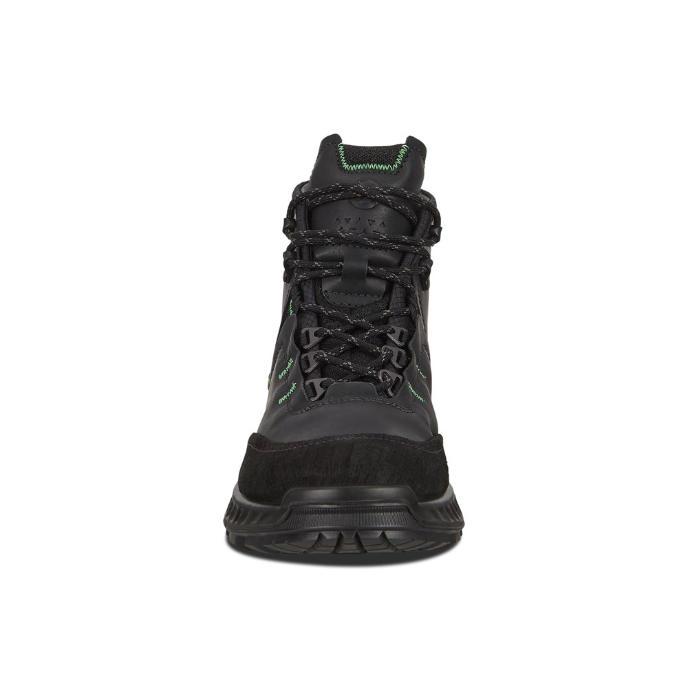 Mens Hiking Shoes - ECCO Exohike Mid Gtx - Black - 1467SQXGR